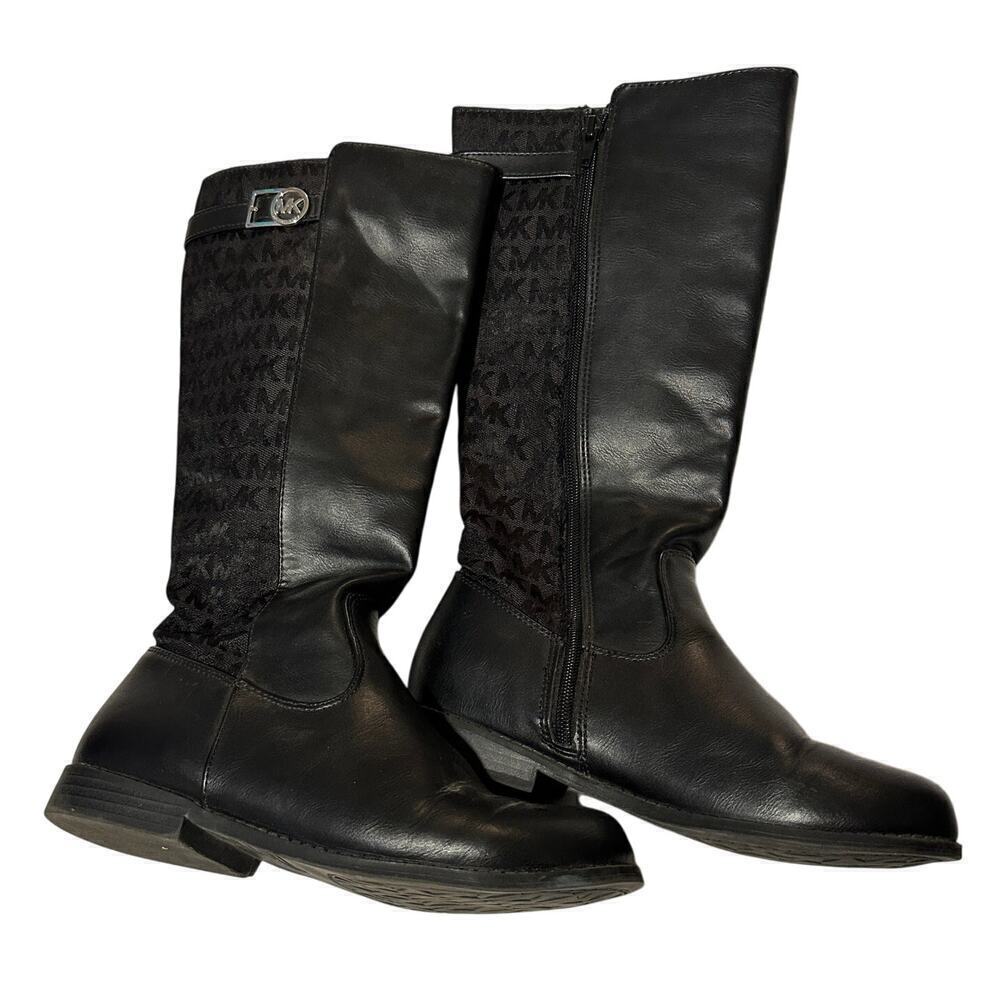 Michael Kors Logo Size 5 Black Zeppelin Riding Boot Fall Winter Closet Staple